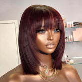 Pre-plucked Burgundy Straight Bob 13*4 Lace Frontal Wig